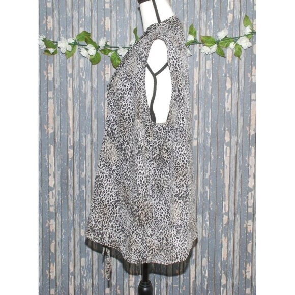 Cato Sleeveless Blouse Top Size 26W 28W Leopard Print Front Tie Lined - Picture 6 of 11